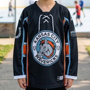 Kansas City Mavericks Youth Hockey Jersey Black Orange Success Promotions 18